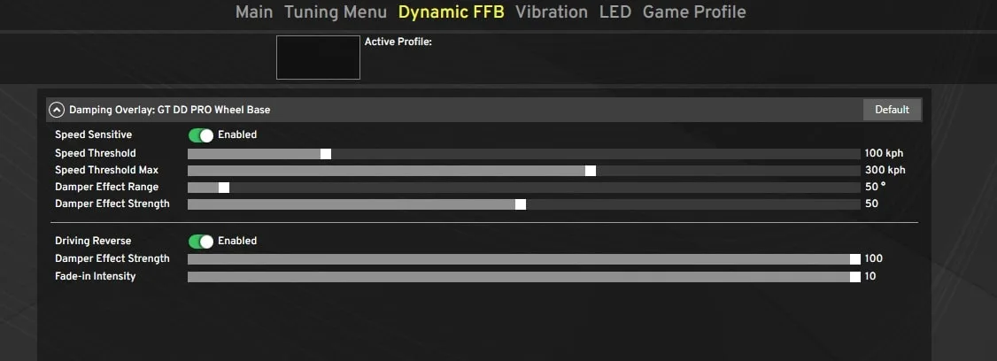 Dynamic FFB Menu