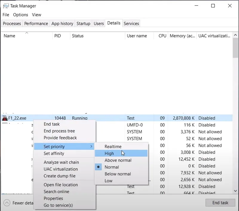 F1 22 task manager