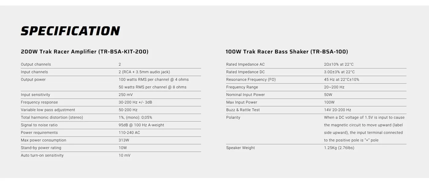 Trak Racer Specs BSA200