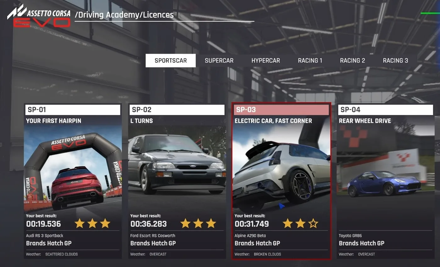 assetto corsa evo academy licences-min
