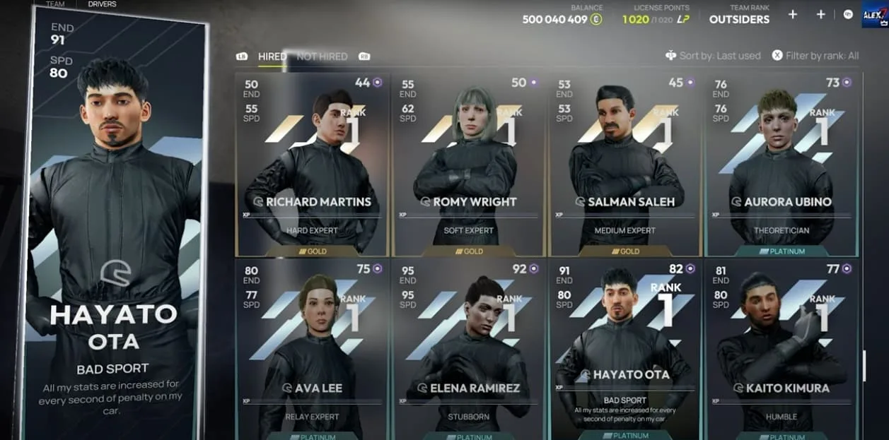 endurance motorsport series pilotes