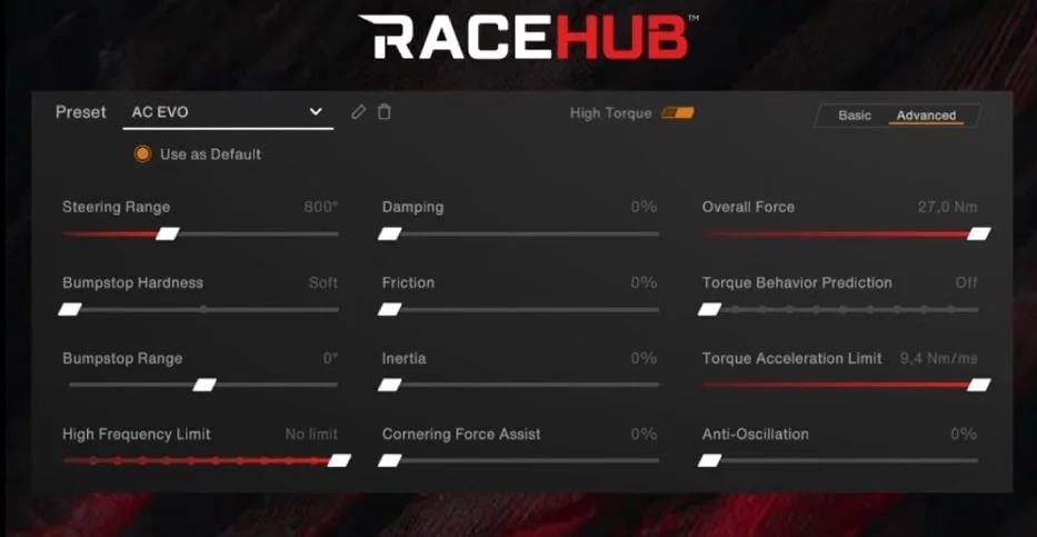 réglages AC EVO Asetek Simsports-min